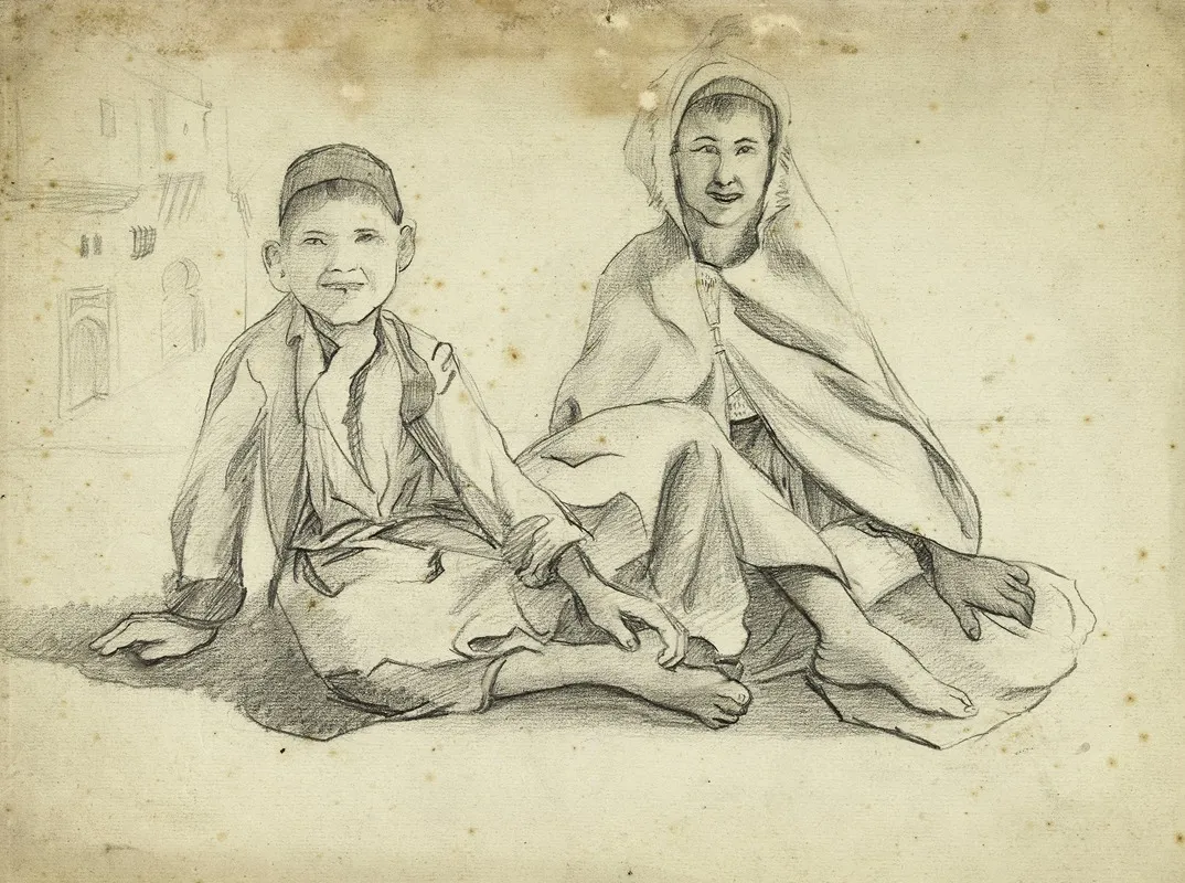 Deux Enfants Arabes Assis