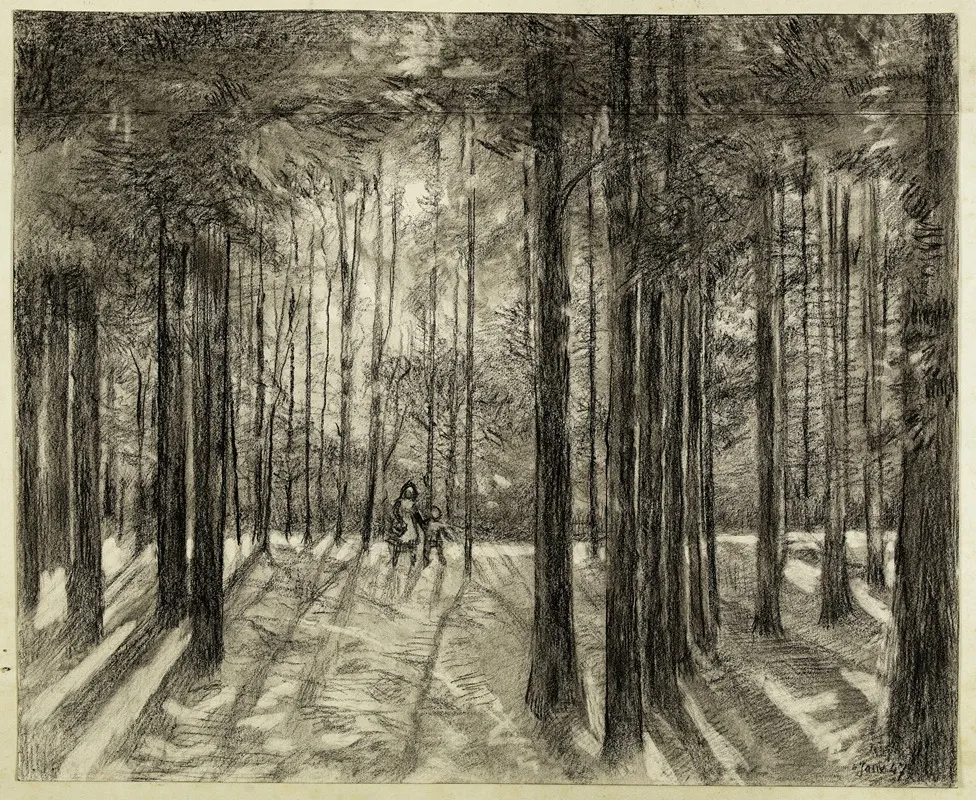 Deux Enfants Dans Le Bois De Pins