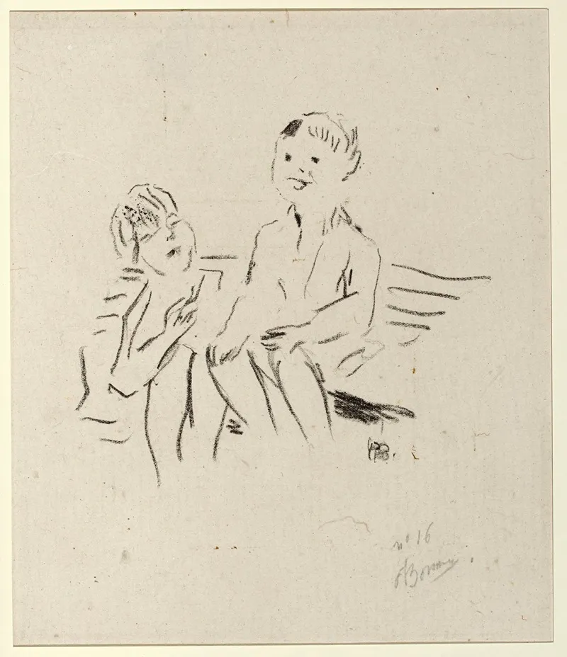 Deux Enfants Sur Un Banc