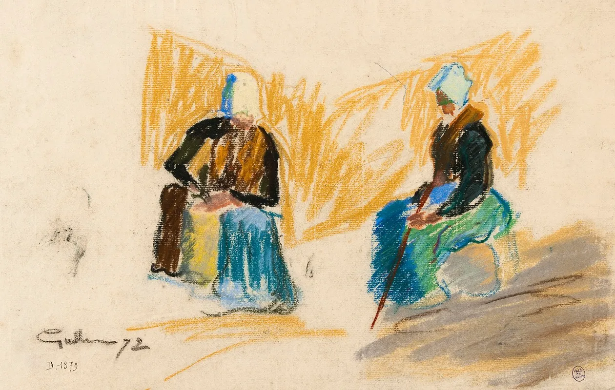 Deux Femmes Assises by Armand Guillaumin - Canvas Print