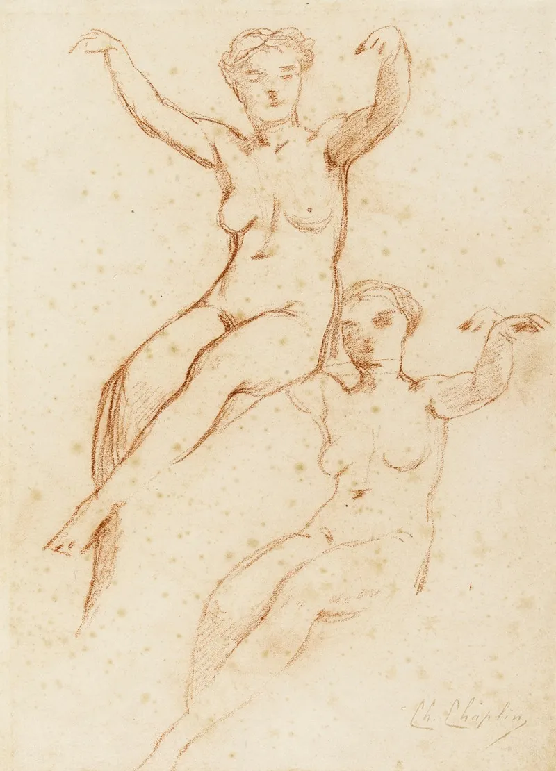 Deux Femmes Nues Assises 2 by Charles Chaplin - Canvas Print