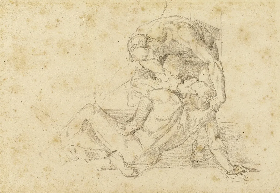 Deux Hommes Nus Luttant Copie Dun Fragment De Fresque Par Luca Signorelli