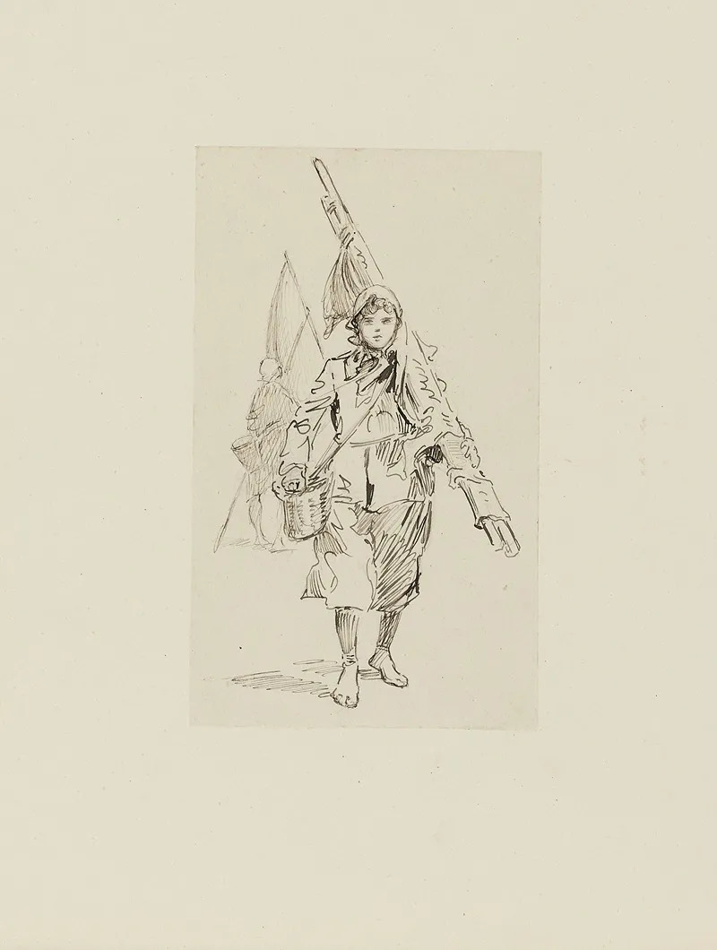 Deux Pecheuses A Pied Dessin Non Utilise by Achille Granchi-Taylor - Canvas Print
