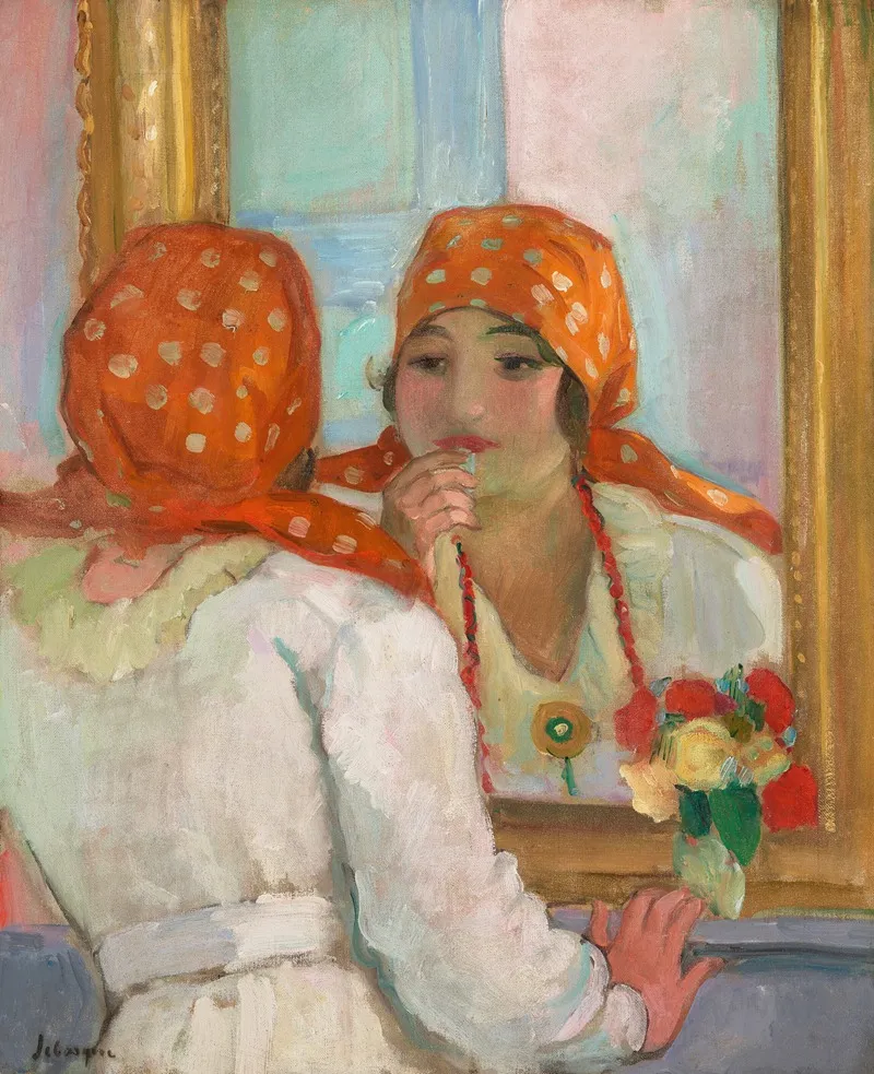 Devant Le Miroir A Lile Dyeu by Henri Lebasque - Canvas Print