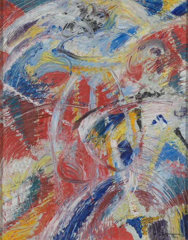 Development Of A Theme In Red Carnival by Jules Schmalzigaug - Canvas Print