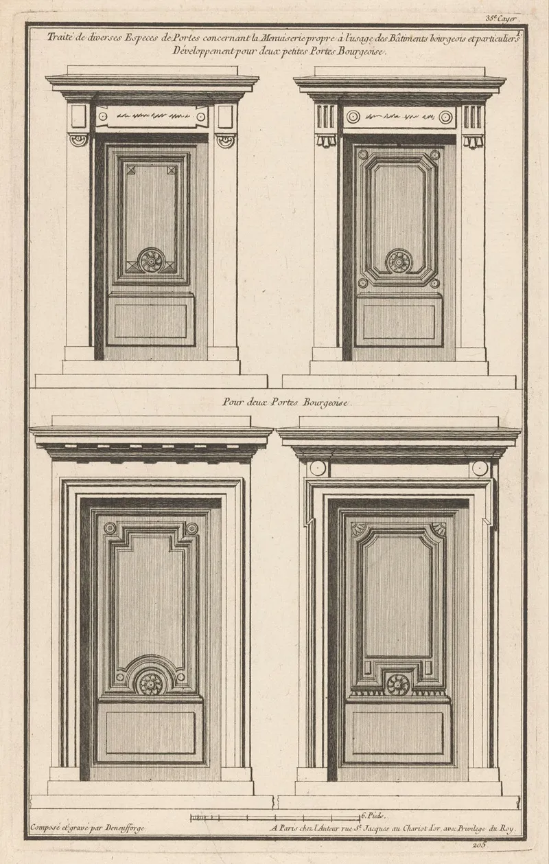 Developpement Pour Deux Petites Portes Bourgeoise by Jean François de Neufforge - Canvas Print