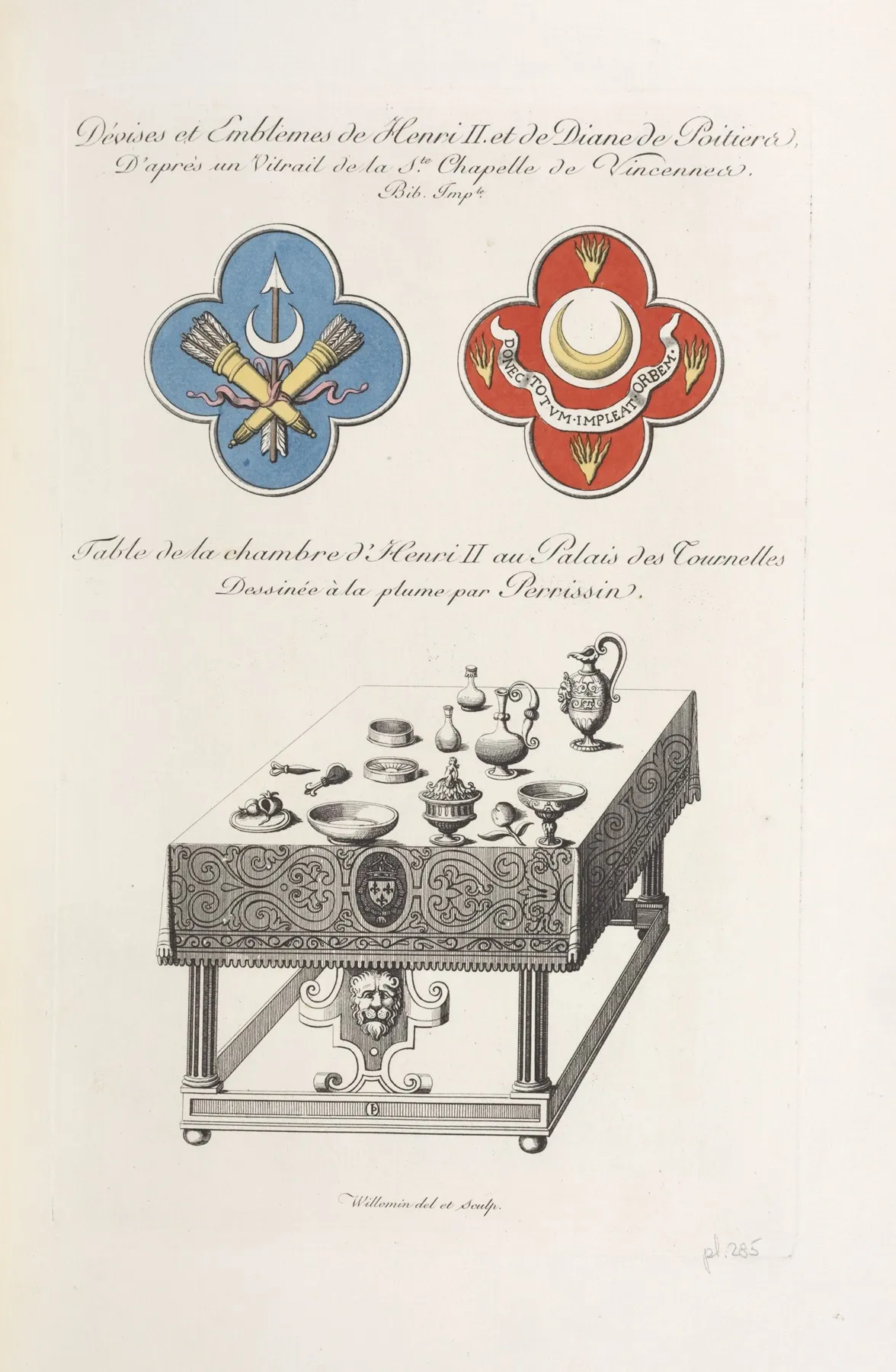 Devises Et Emblemes De Henri Ii Et De Diane De Poitiers by Nicolas Xavier Willemin - Canvas Print