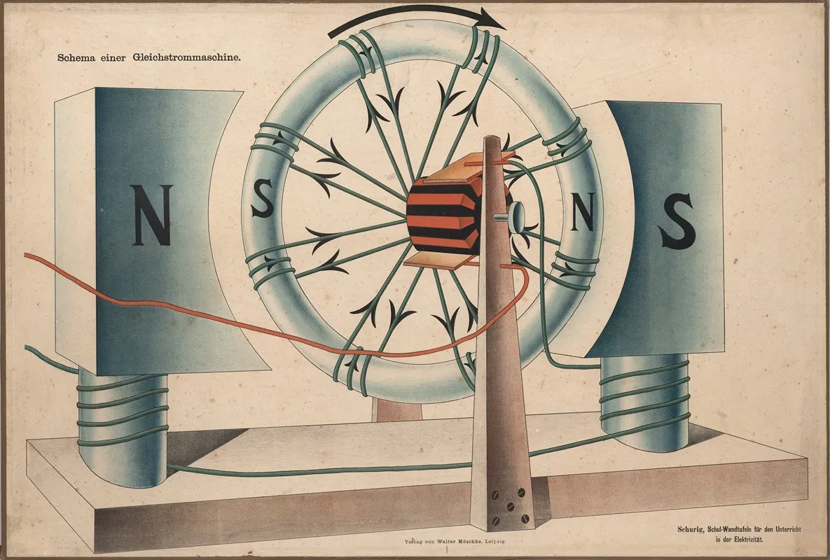 Diagram Of A Direct Current Machine by Walter Möschke - Canvas Print