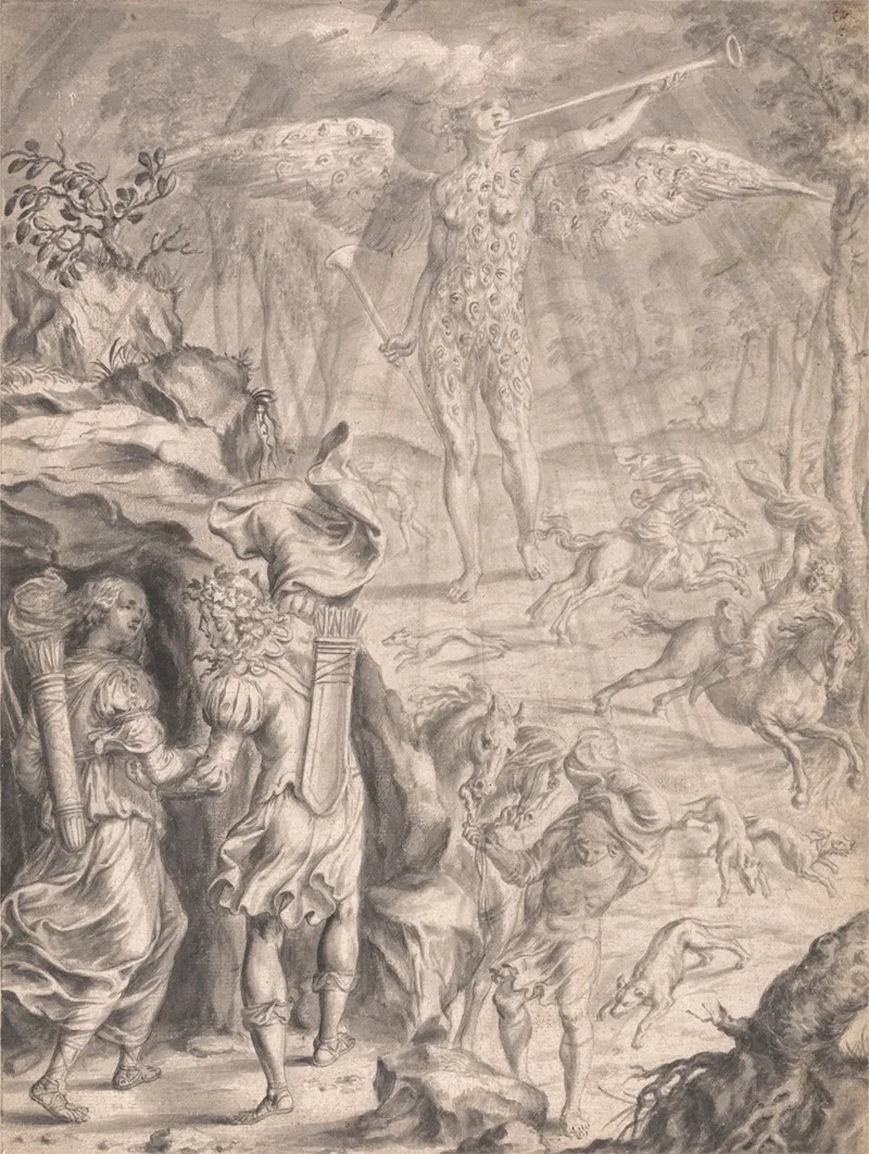 Dido And Aeneas Sheltering In A Cave