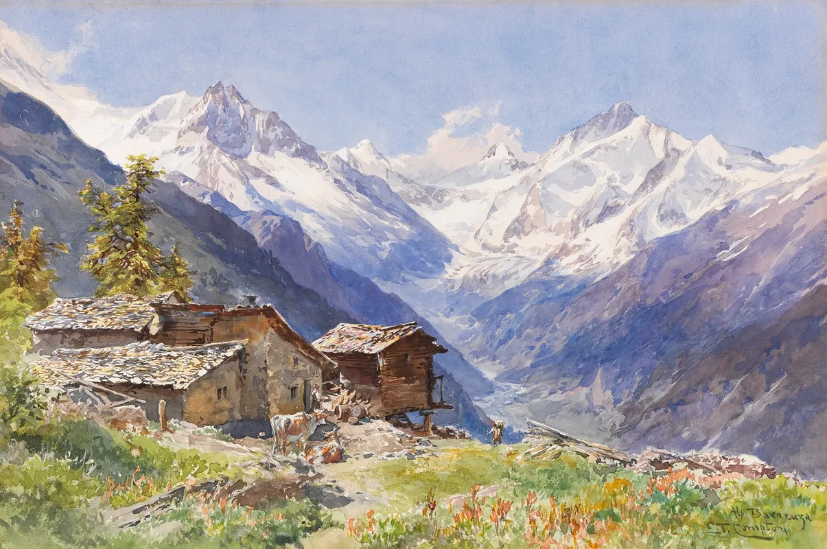 Die Alpe Barneuza Wallis by Edward Theodore Compton - Canvas Print