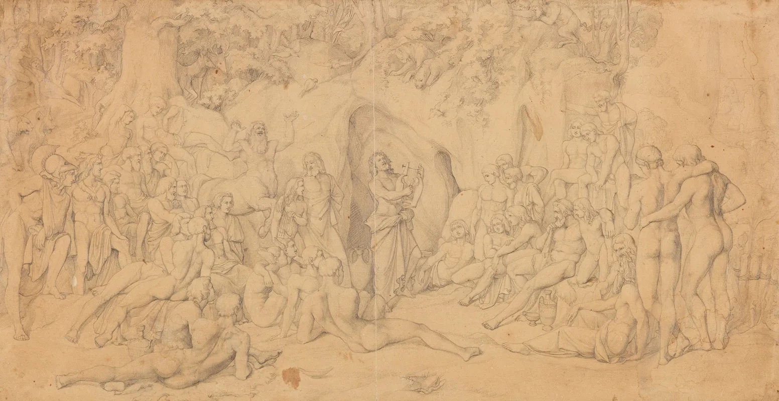Die Argonauten Bei Chiron Dem Gesang Des Orpheus Lauschend