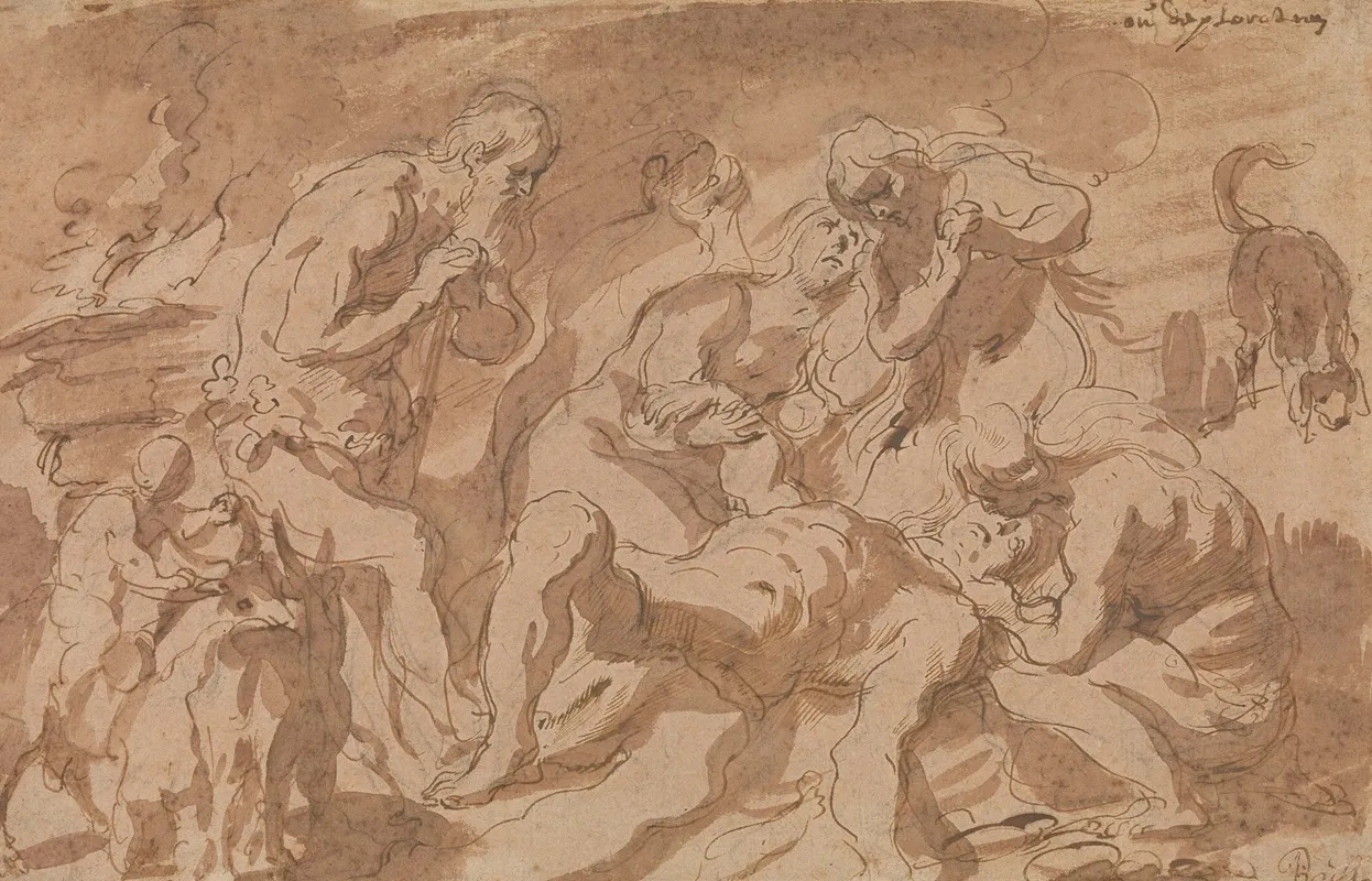 Die Beweinung Abels by Jacob Jordaens - Canvas Print