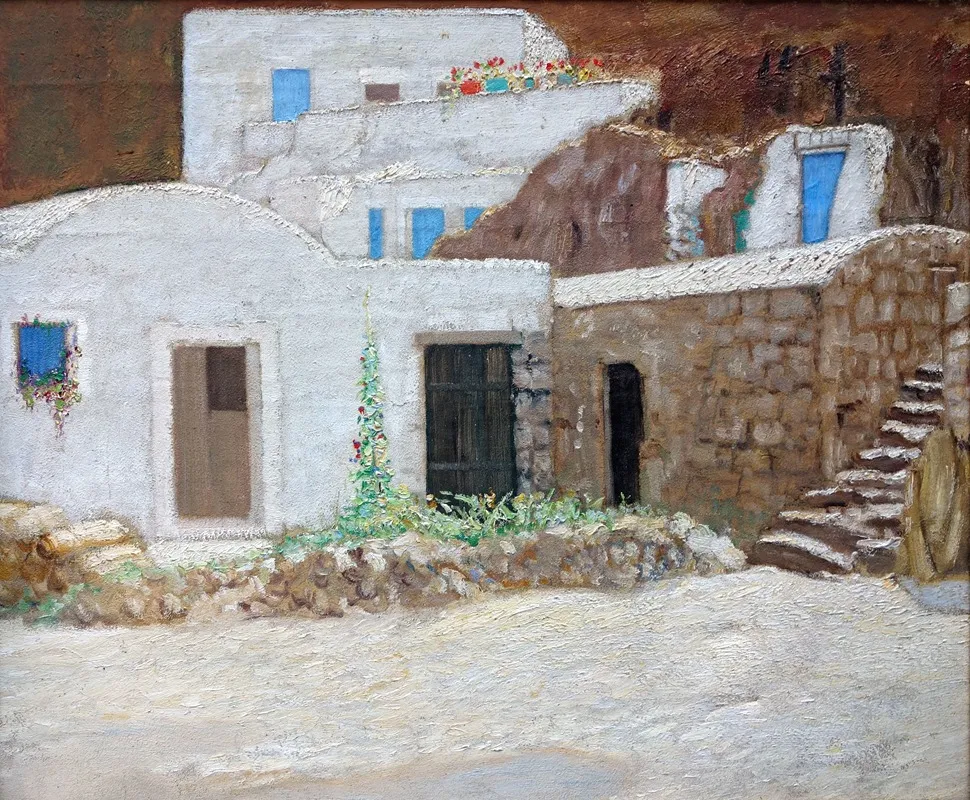 Die Blauen Turen Auf Ponza 2 by Hermann Urban - Canvas Print