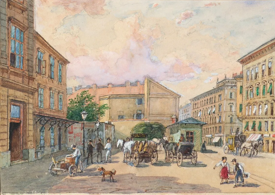 Die Burggassen Linie In Wien Ecke Kaiserstrase Und Burggasse by Franz Reinhold - Canvas Print