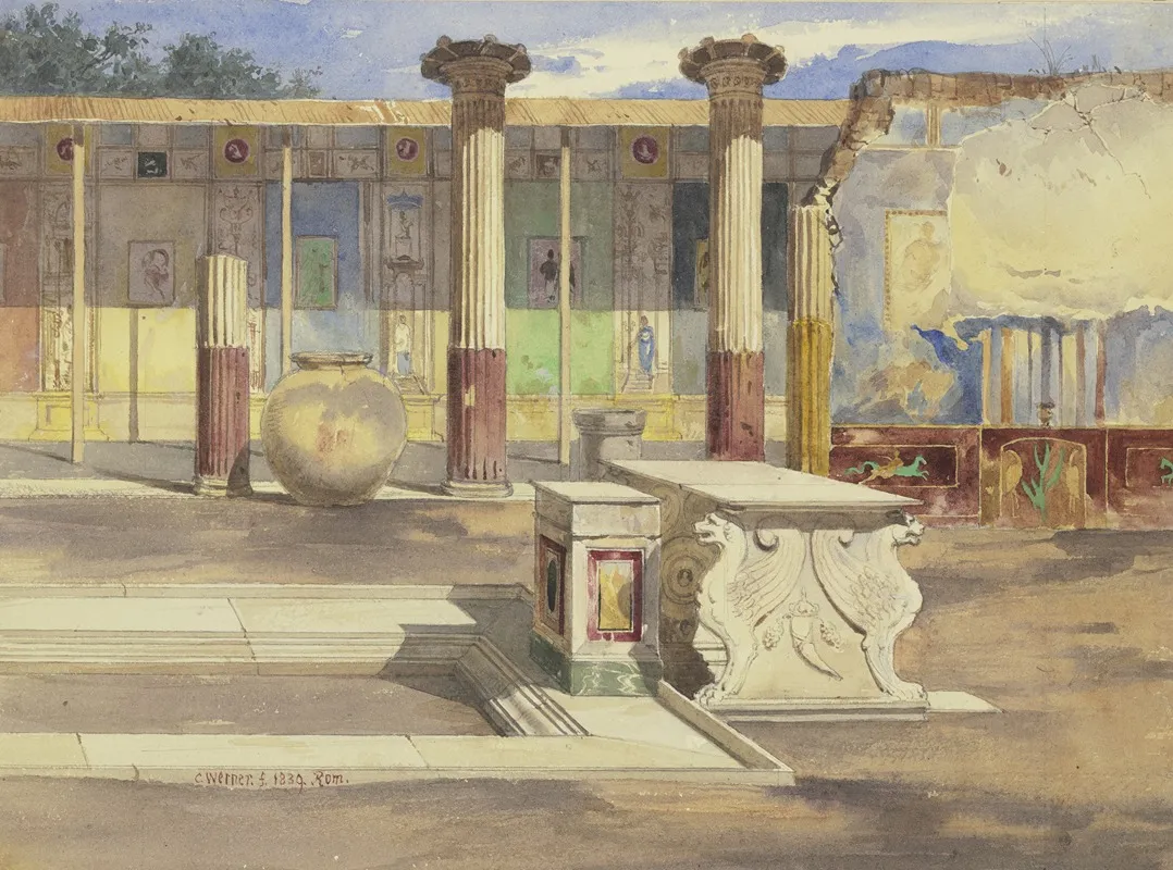 Die Casa De Meleagro In Pompeji by Carl Friedrich Heinrich Werner - Canvas Print