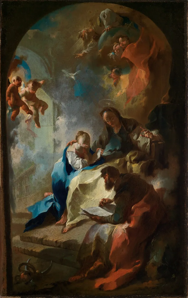 Die Erziehung Mariens by Franz Anton Maulbertsch - Canvas Print