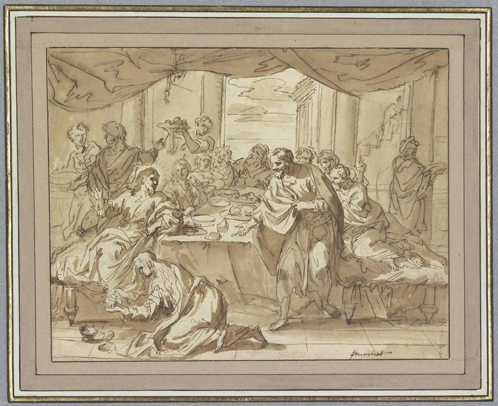 Die Fuswaschung Christi Durch Maria Magdalena by Jean Jouvenet - Canvas Print