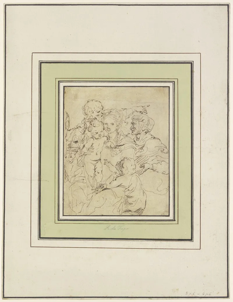 Die Heilige Familie Mit Der Heiligen Elisabeth Und Dem Johannesknaben Bei Der Vorbereitung Der Flucht Nach Agypten by Raymond Lafage - Canvas Print