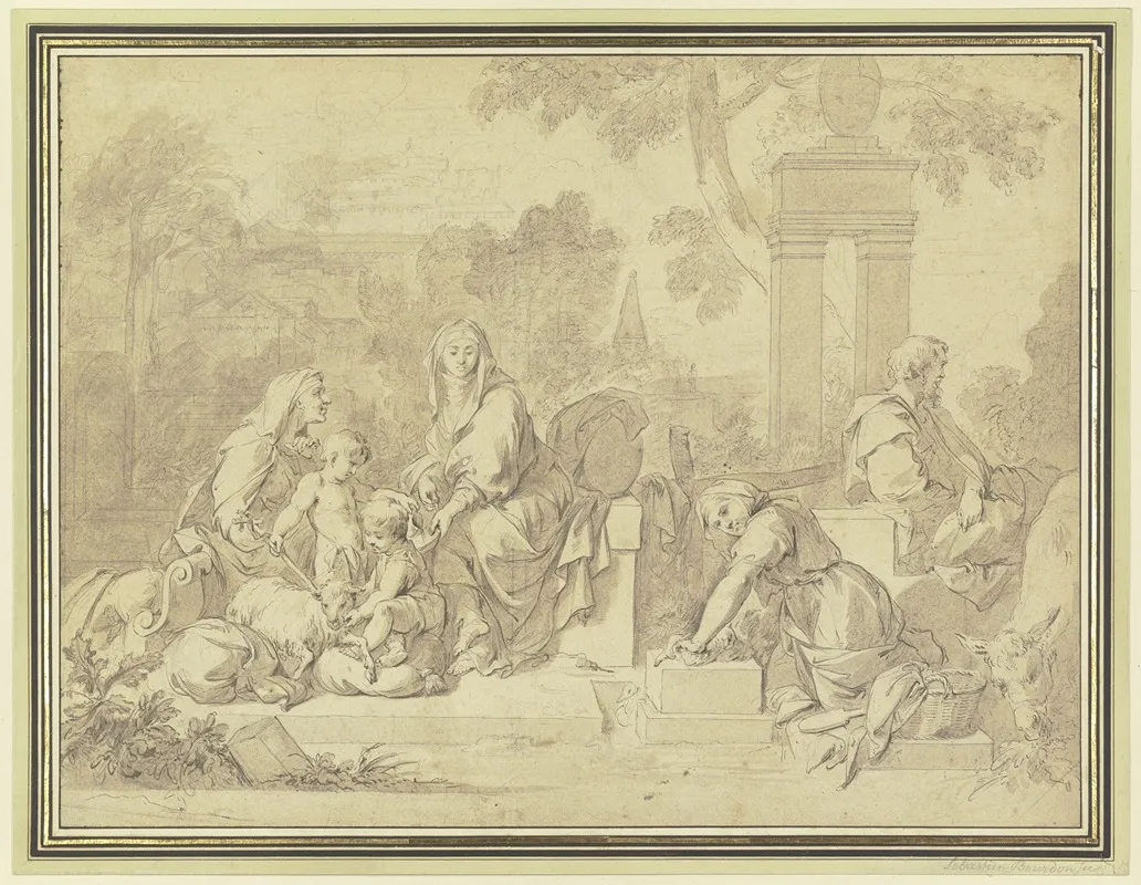Die Heilige Familie Mit Elisabeth Und Dem Johannesknaben Mit Der Wascherin