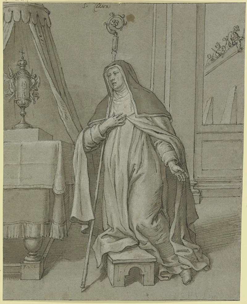 Die Heilige Klara Von Assisi Vor Der Hostie Kniend