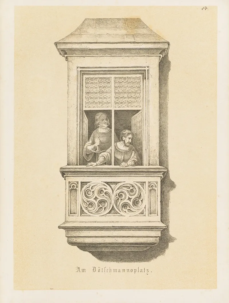 Die Interessantesten Chörlein An Nürnbergs Mittelalterlichen Gebäuden Pl 14 by Friedrich Mayer - Canvas Print