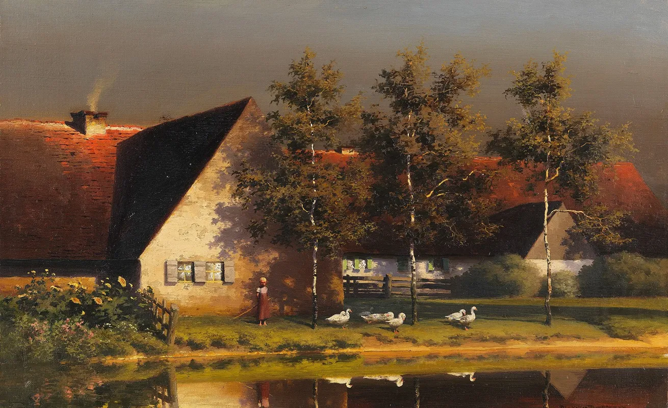 Die Kleine Gansehirtin by Paul Wilhelm Keller-Reutlingen - Canvas Print