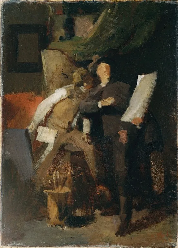 Die Kritiker by Wilhelm Leibl - Canvas Print