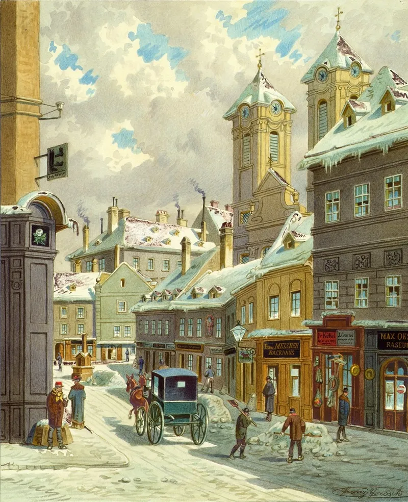 Die Neustiftgasse In Wien Mit Der Ulrichskirche