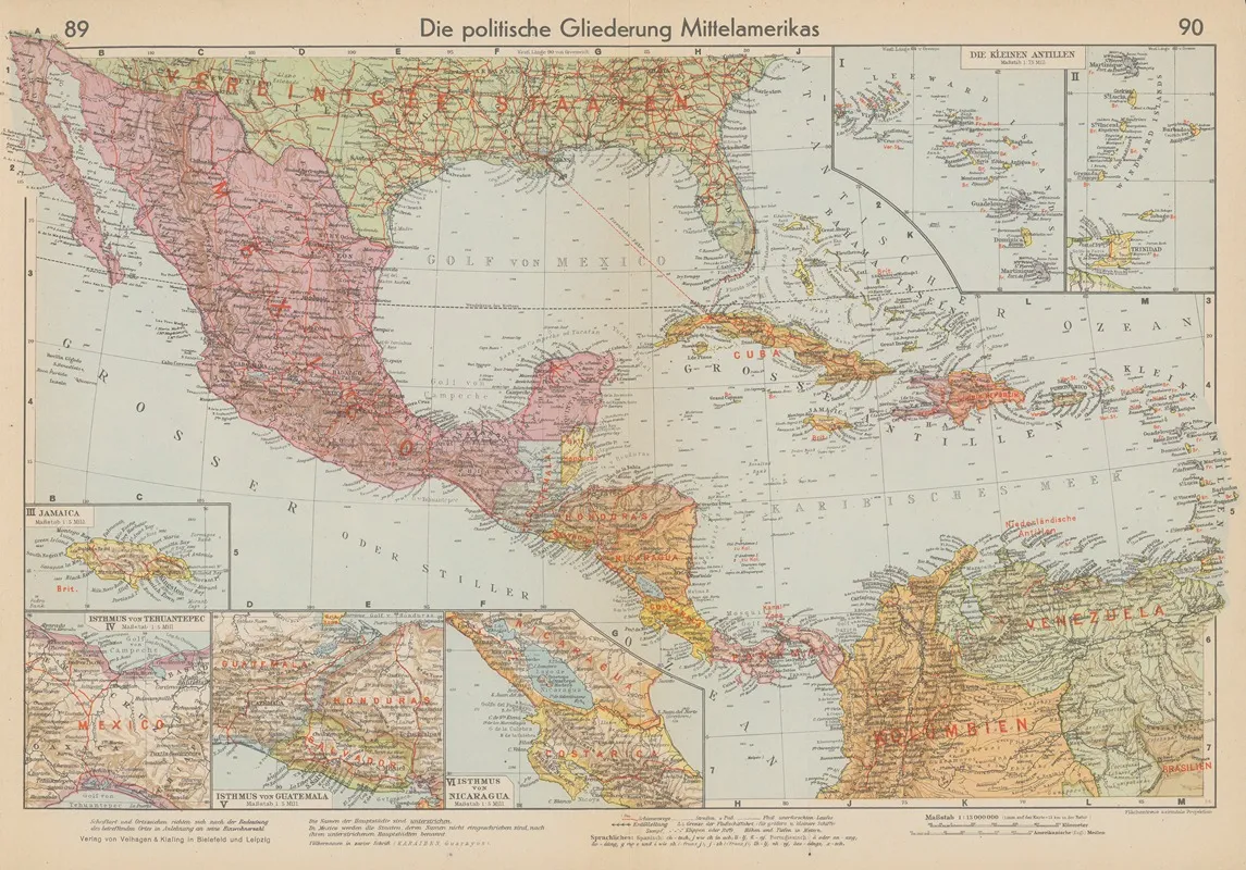 Die Politische Gliederung Mittelamerikas by Wolfgang Preuss - Canvas Print