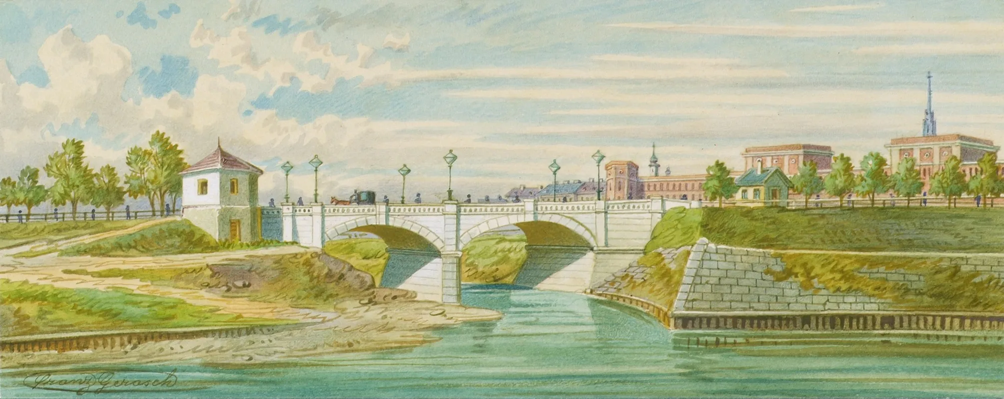 Die Radetzkybrucke Uber Den Wienfluss Mit Seiner Ausmundung In Die Donau