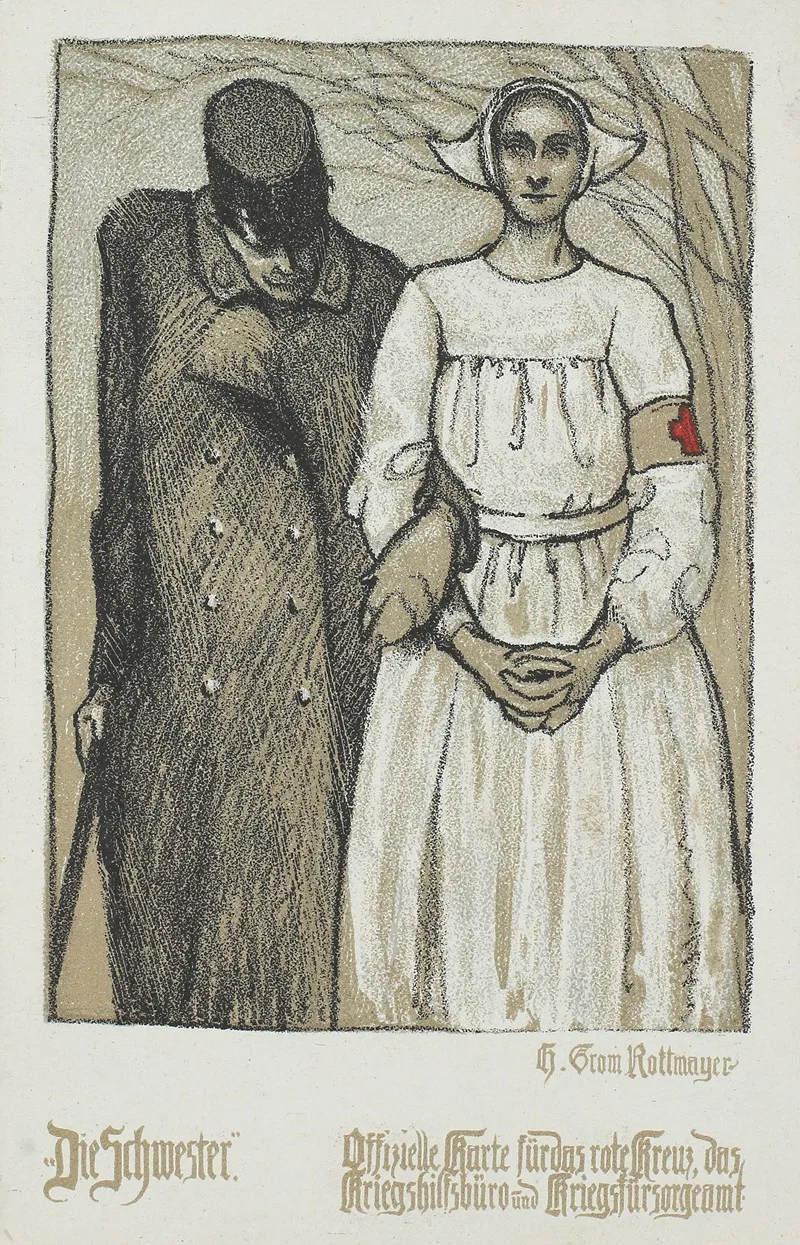 Die Schwester by Hermann Grom-Rottmayer - Canvas Print