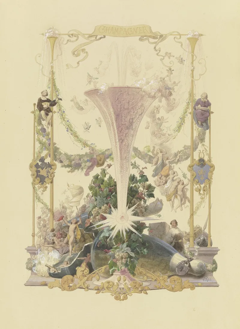 Die Vier Hauptgetranke Champagner by Adolf Schrödter   - Canvas Print