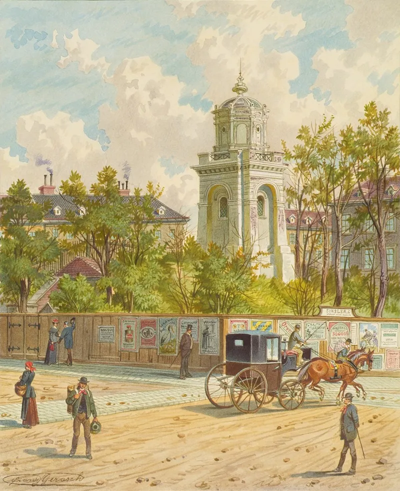 Die Wahringer Strase In Wien Mit Dem Turm Der Ferdinands Wasserleitung