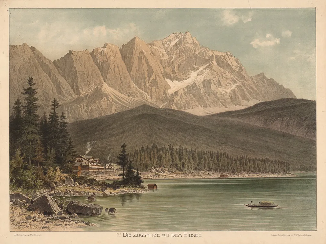 Die Zugspitze Mit Dem Eibsee by Adolf Lehmann - Canvas Print