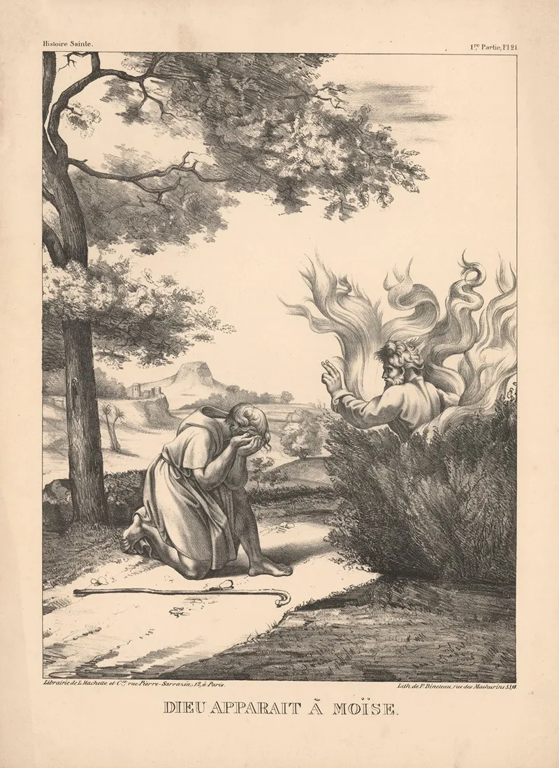 Dieu Apparant A Moise by P. Bineteau - Canvas Print