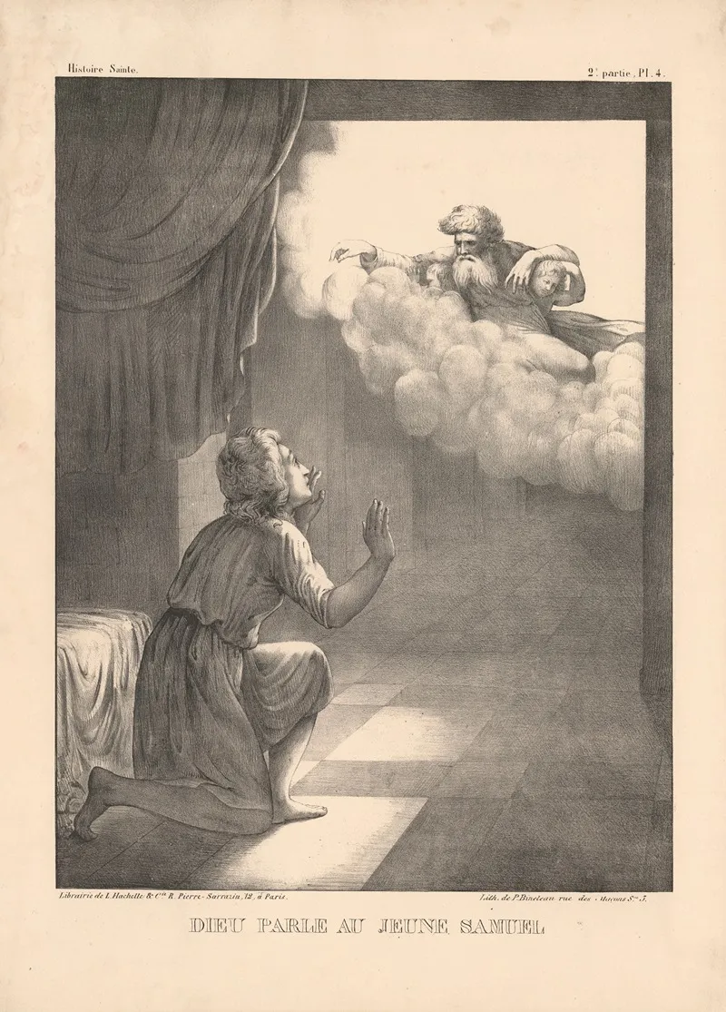 Dieu Parle Au Jeune Samuel by P. Bineteau - Canvas Print