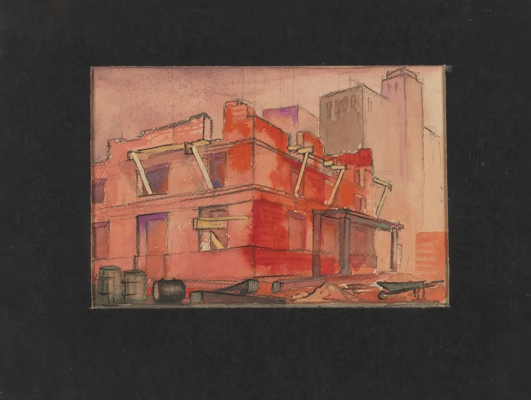 Dilapidated Building In Pink Sunset Hues