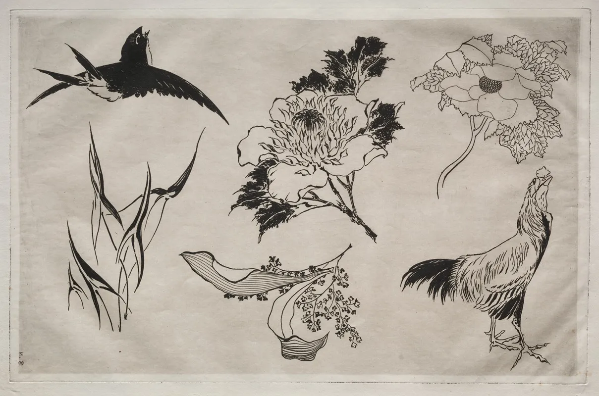Dinner Service Rousseau Service Swallow Rooster And Flowers No 8