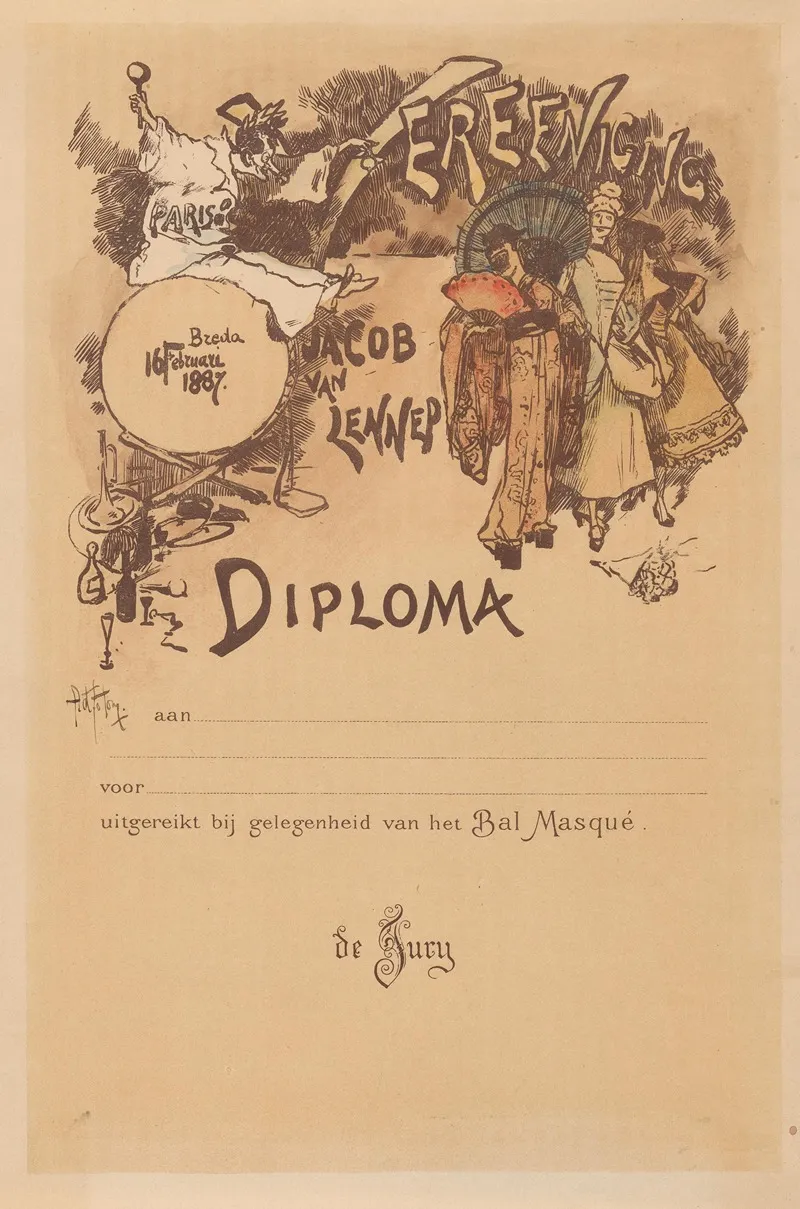 Diploma Of The Jacob Van Lennep Association In Breda
