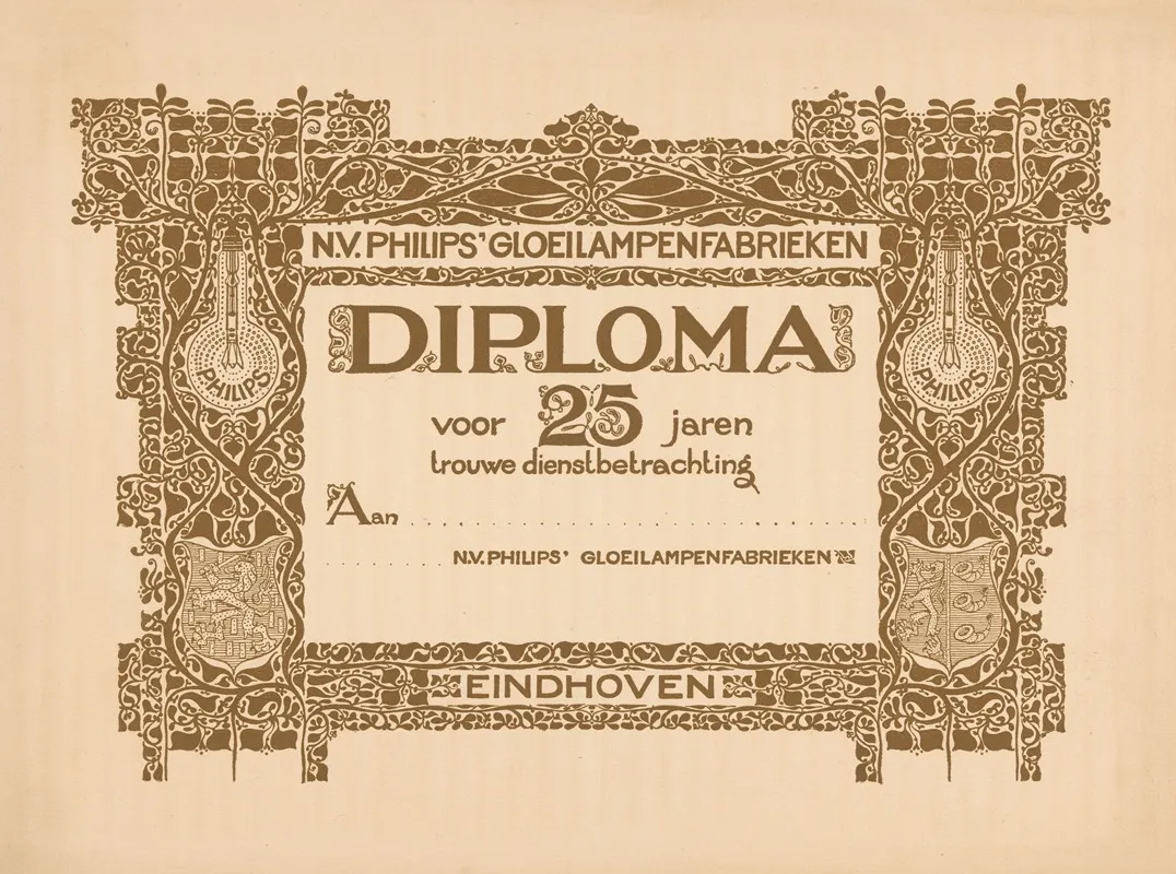 Diploma Voor Vijfentwintig Jaar Dienst Bij Philips