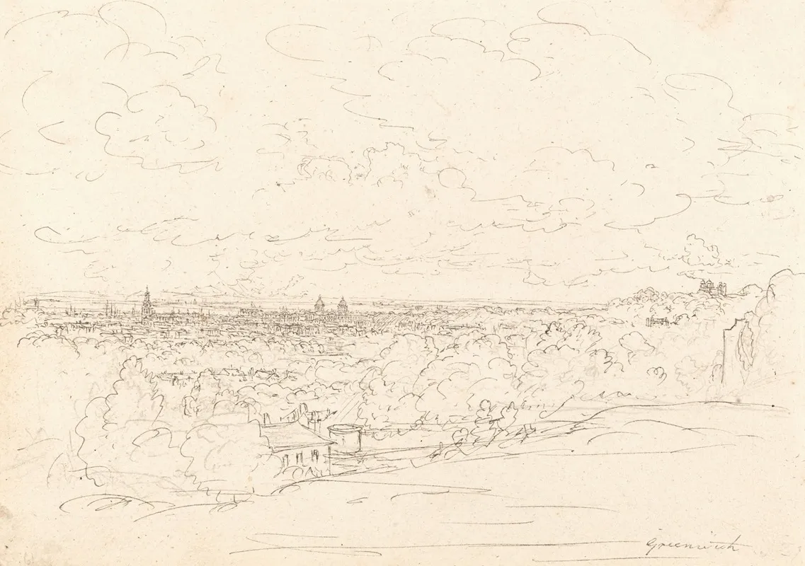 Distant View Of Greenwich by John Glover - Canvas Print