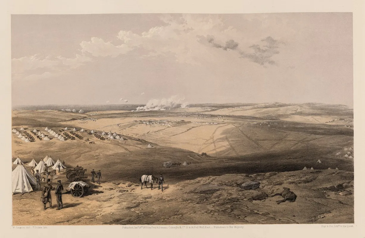 Distant View Of Lord Raglans Head Quarters Before Sebastopol by William Simpson - Canvas Print