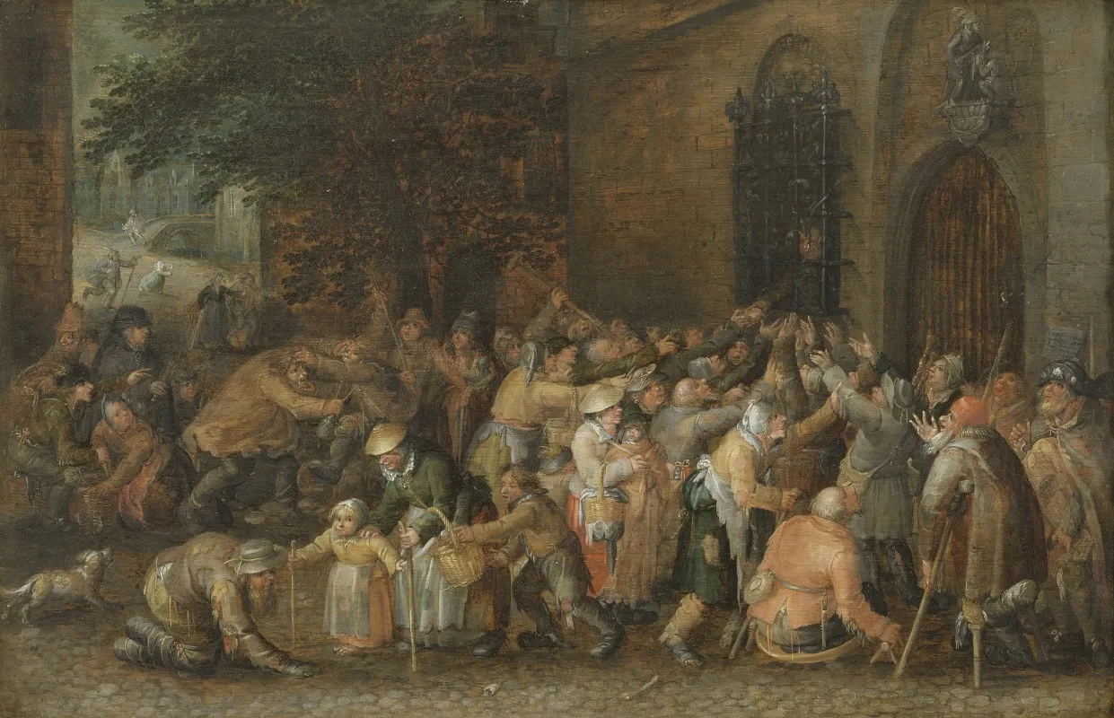 Distributing Alms by David Vinckboons - Canvas Print