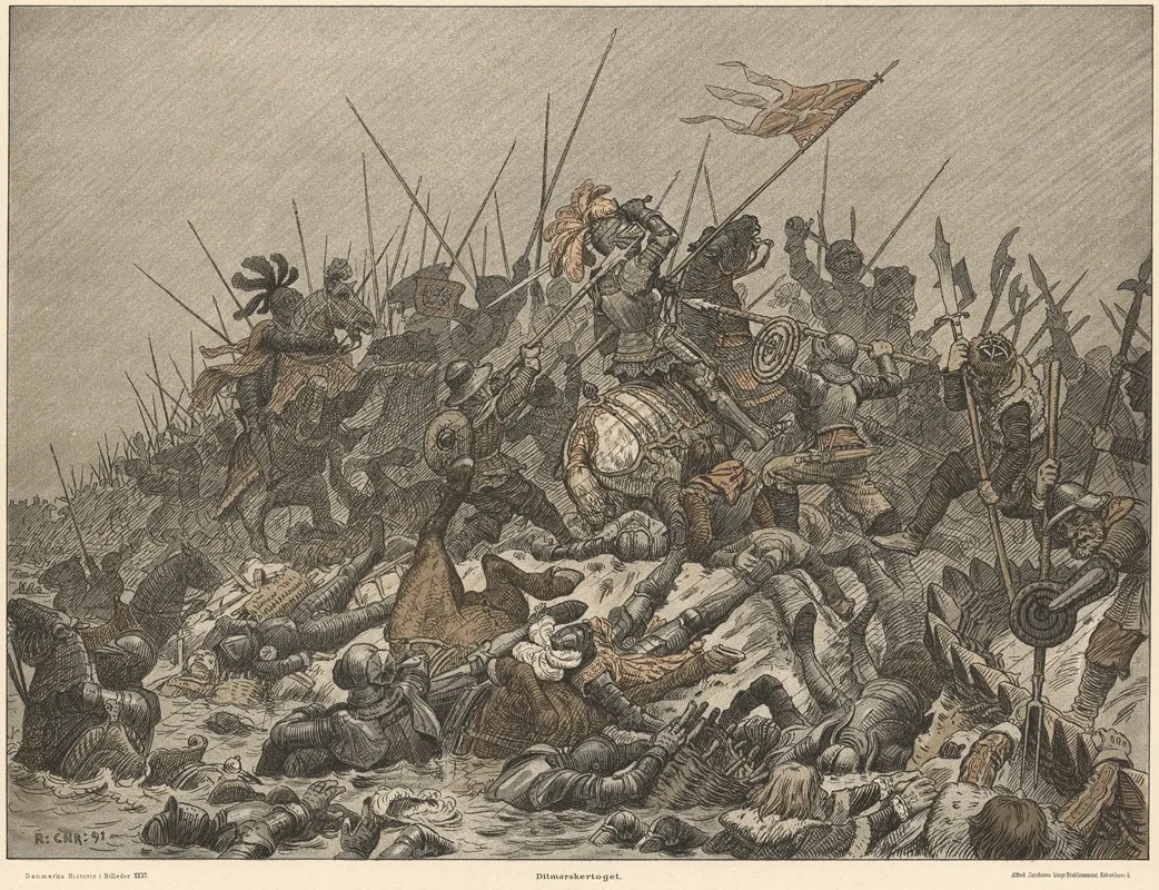 Ditmarskertoget The Attack On Dithmarschen by Rasmus Christiansen - Canvas Print