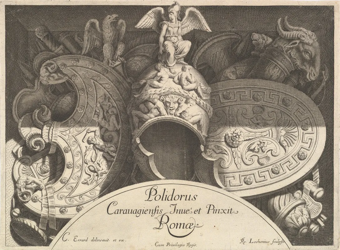 Divers Trophees Weapon Trophies After The Facade Of Palazzo Milesi In Rome Pl 3