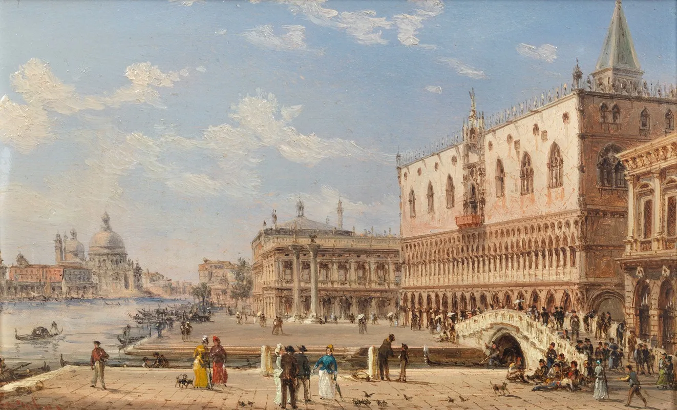 Doges Palace With The Ponte Della Paglia by Giovanni Grubacs - Canvas Print