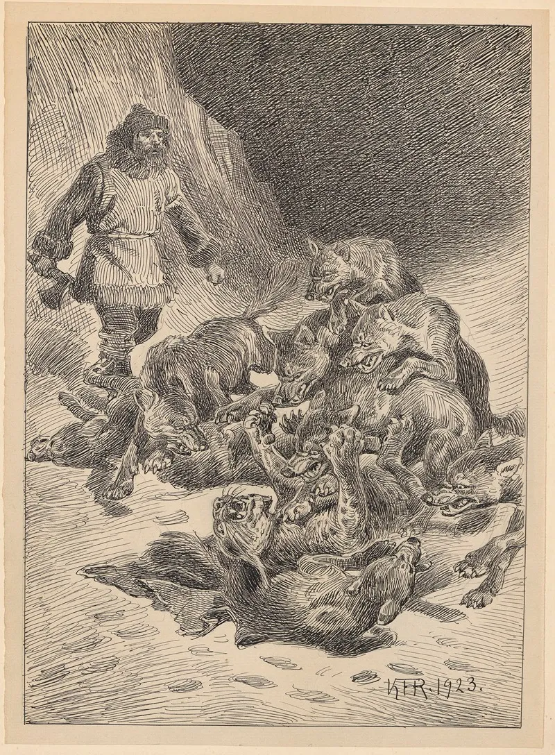 Dogs Fighting 2 by Karl Hansen Reistrup - Canvas Print