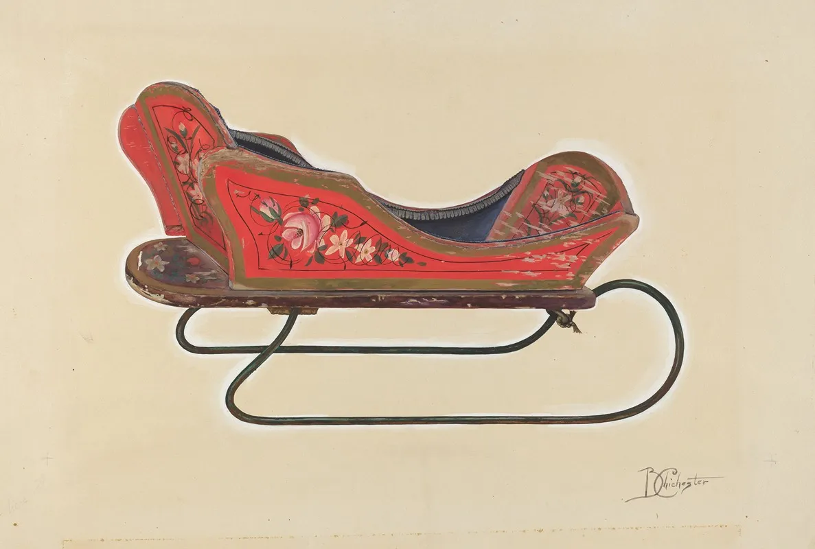 Doll Sleigh by Beverly Chichester - Canvas Print