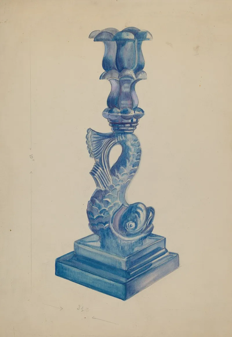 Dolphin Candlestick 2 by Ella Josephine Sterling - Canvas Print