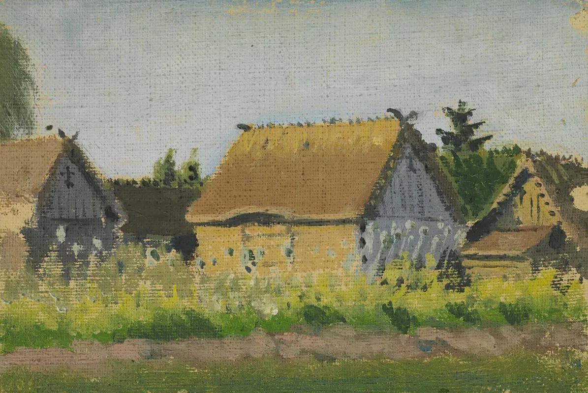 Domy We Wsi by Tadeusz Cieślewski - Canvas Print